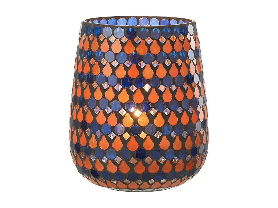 Photophore Design Goutte "African Desire" 21cm Orange & Bleu