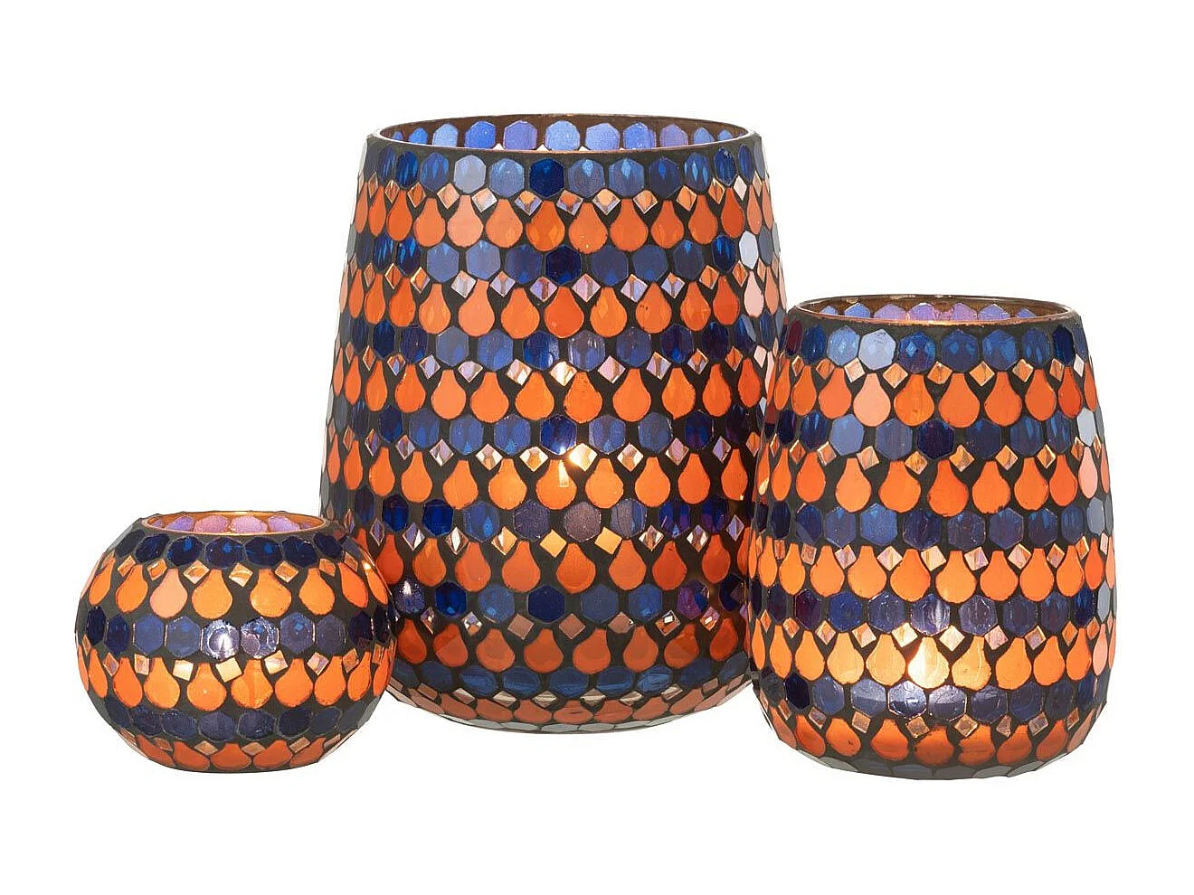 Photophore Design Goutte "African Desire" 21cm Orange & Bleu