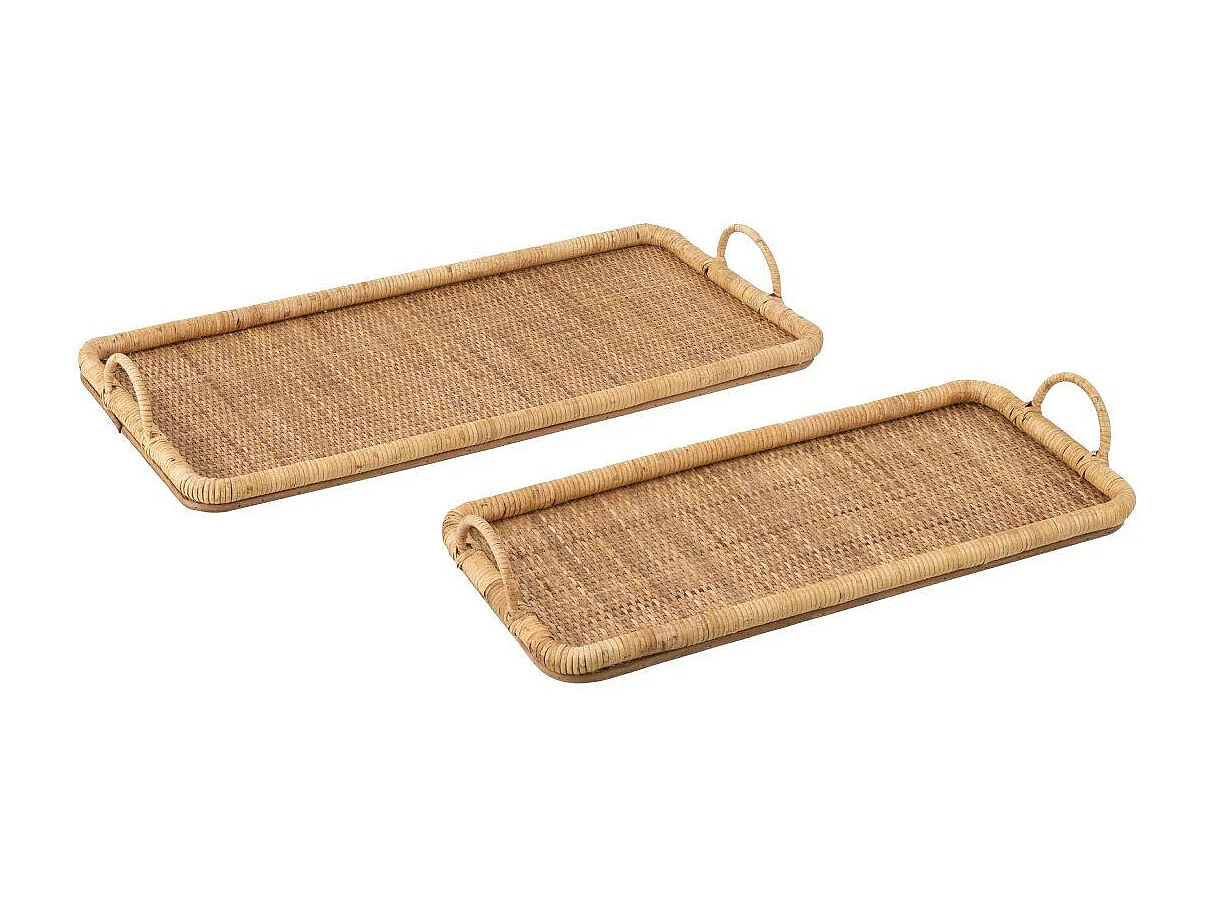 Lot de 2 Plateaux de Service "Rotin" 71cm Naturel