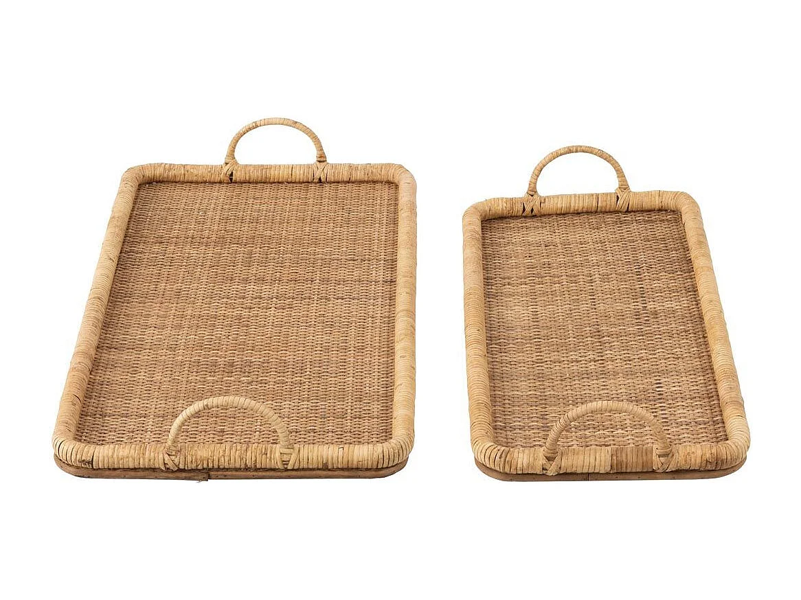 Lot de 2 Plateaux de Service "Rotin" 71cm Naturel