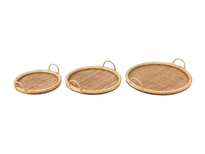 Lot de 3 Plateaux de Service "Rotin" 48cm Naturel