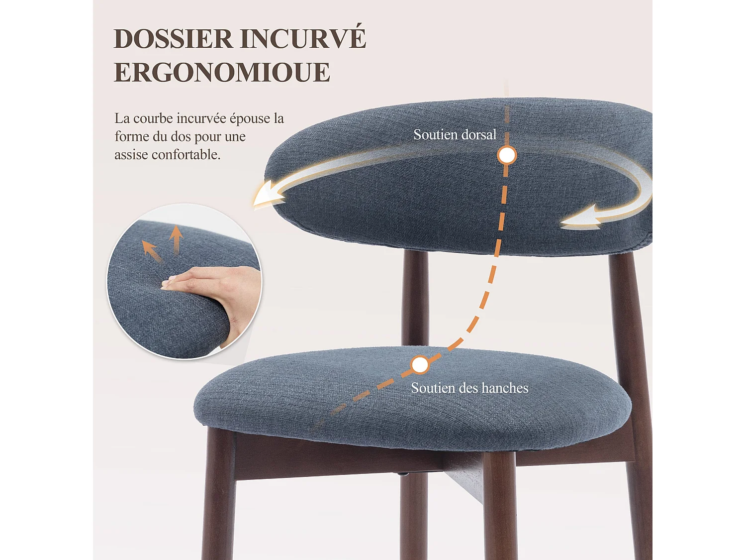 Lot de 2 Chaises, robustes et élégantes, style nordique minimaliste, idéales pour salle à manger et cuisine - Bleu