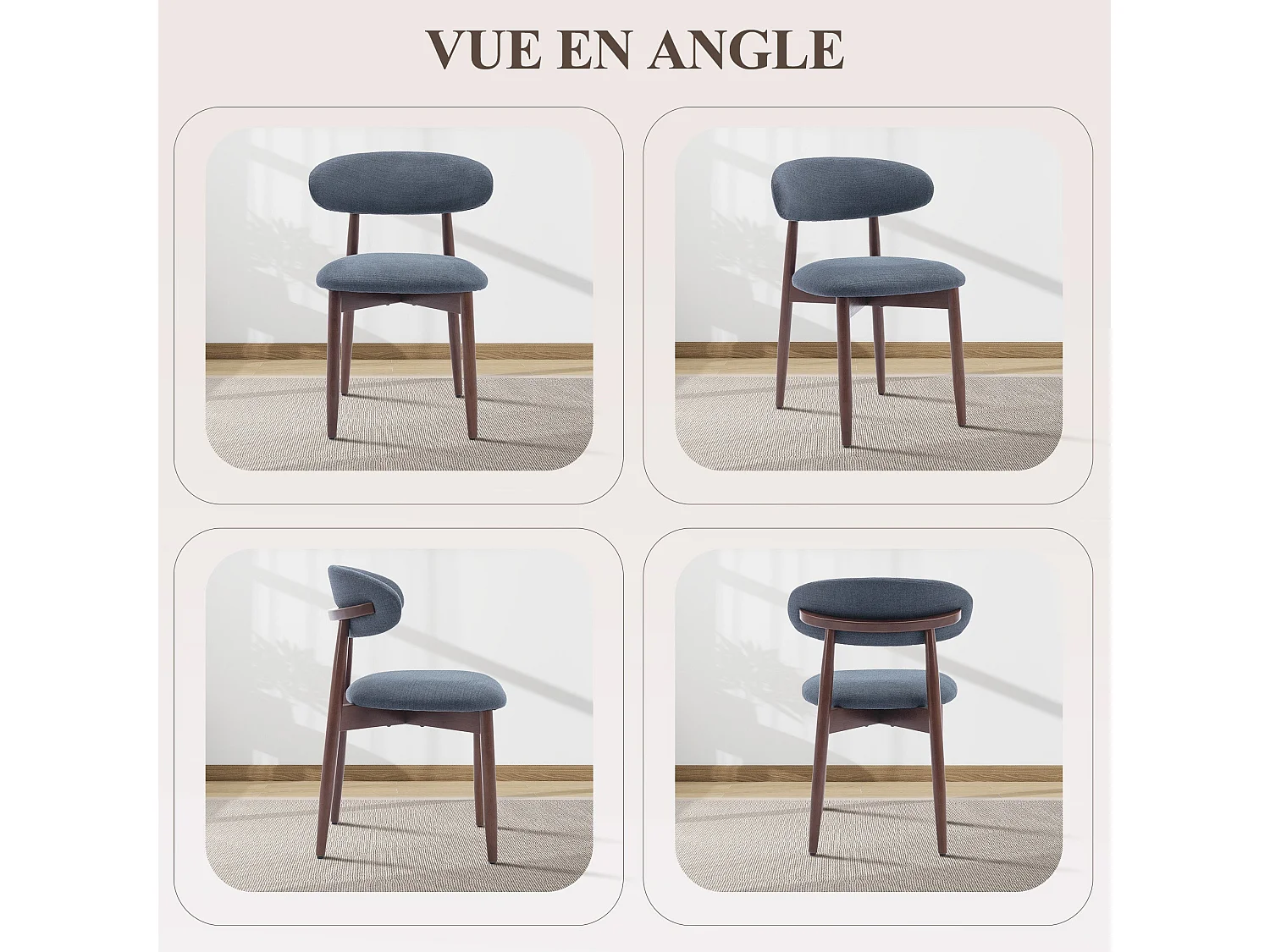 Lot de 2 Chaises, robustes et élégantes, style nordique minimaliste, idéales pour salle à manger et cuisine - Bleu