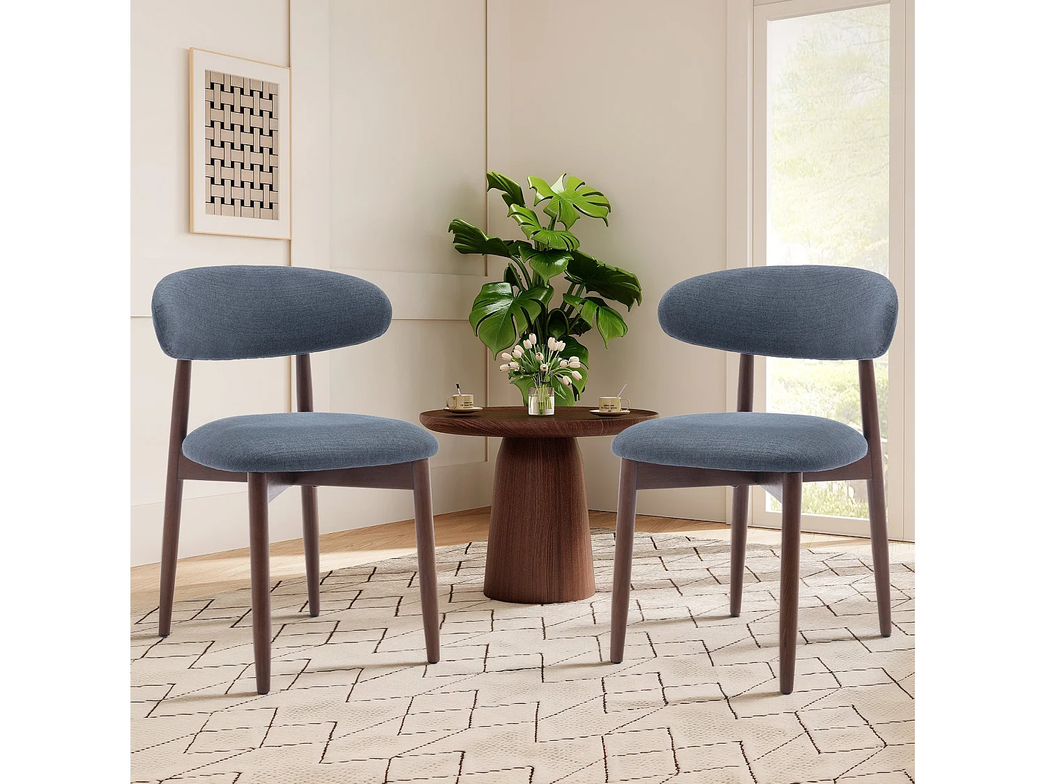 Lot de 2 Chaises, robustes et élégantes, style nordique minimaliste, idéales pour salle à manger et cuisine - Bleu