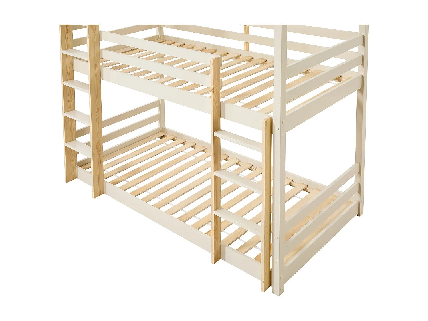 Lits superposés triple - 3 x 90 x 200 cm - Pin – Beige et naturel + matelas - VAGAR