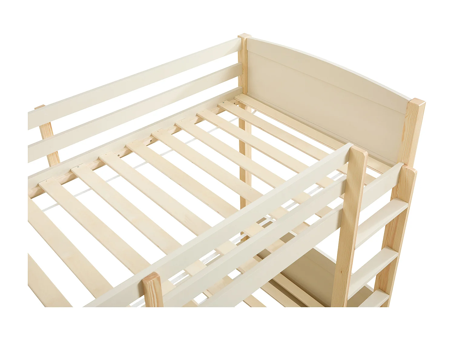 Lits superposés 2 x 90 x 200 cm - 2 tiroirs - Pin et MDF – Beige et naturel + Matelas - LIMODARA