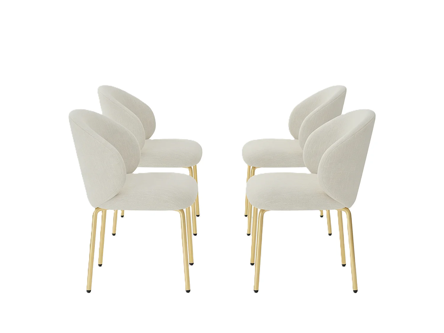 Juego de 4 sillas de comedor de chenilla beige - Patas de metal dorado