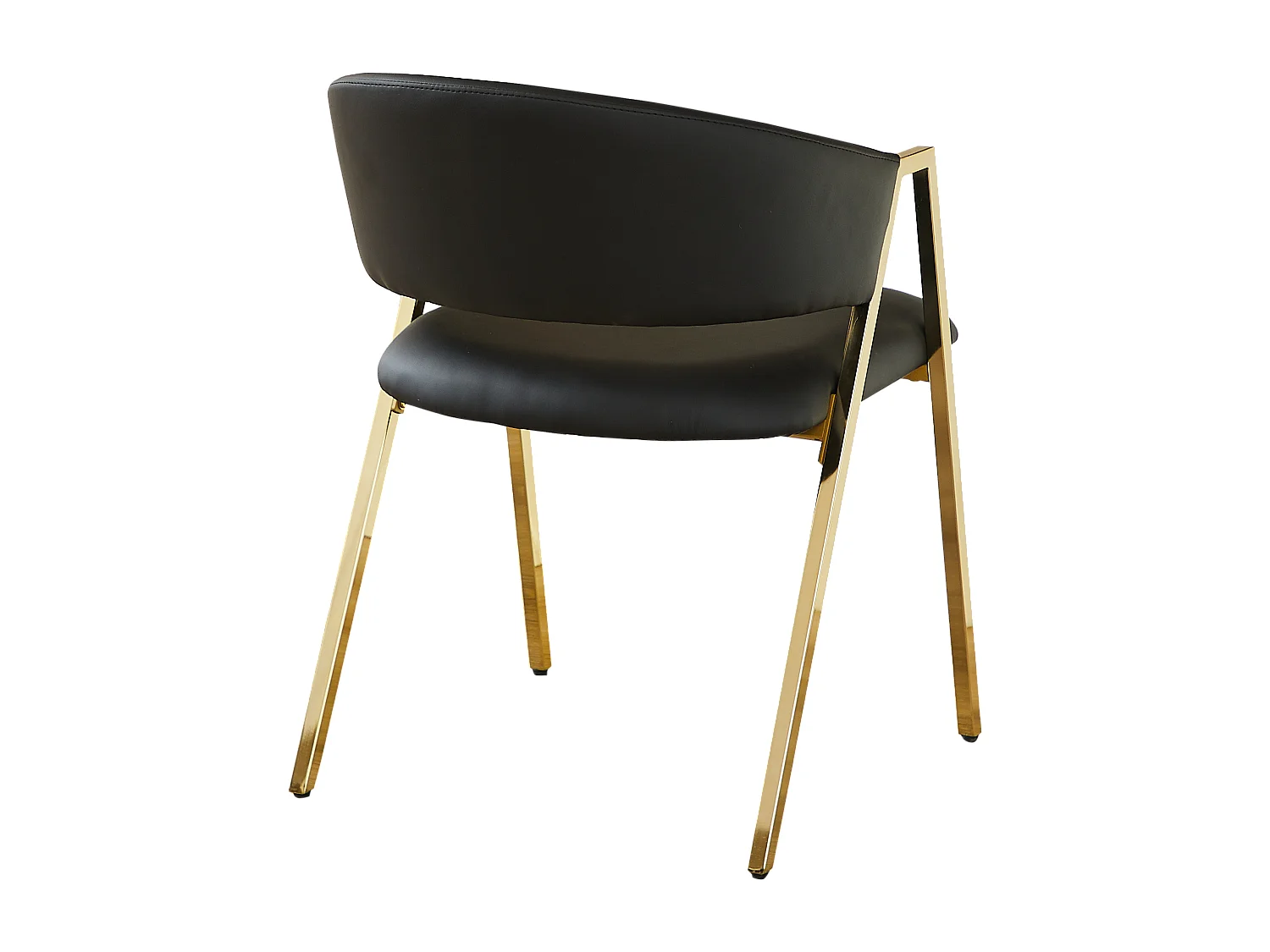 Set van 2 zwarte PU-eetkamerstoelen met goudkleurig metalen frame