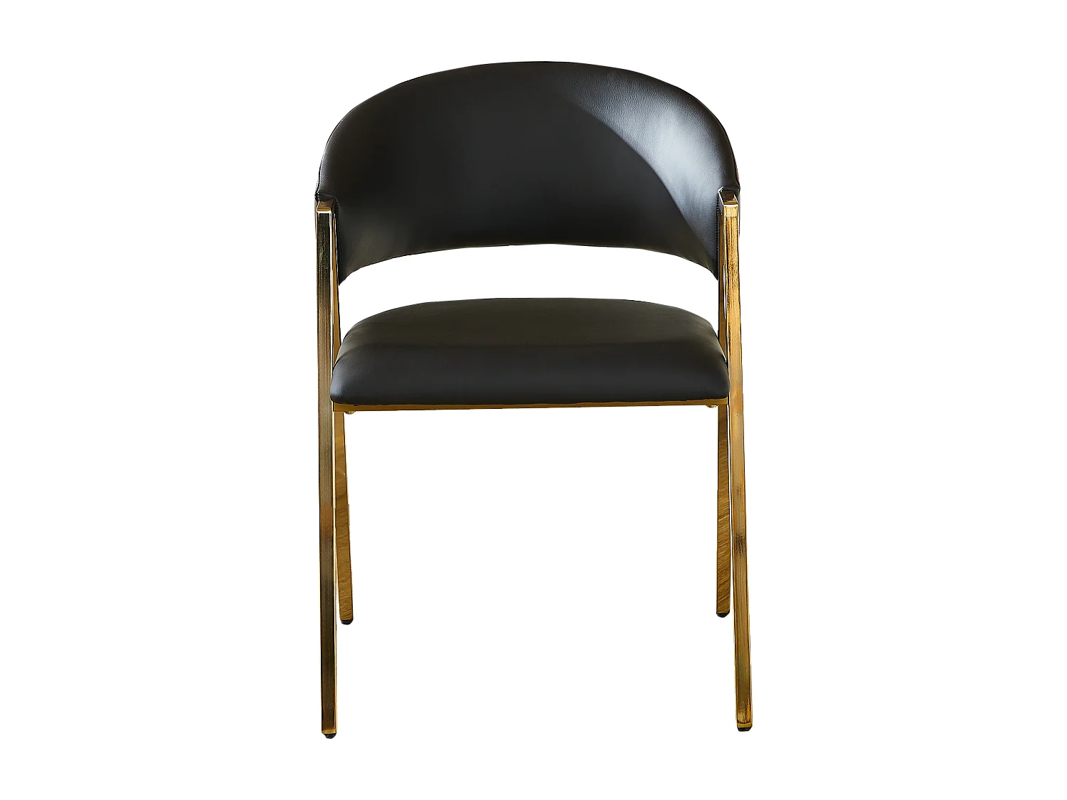 Set van 2 zwarte PU-eetkamerstoelen met goudkleurig metalen frame