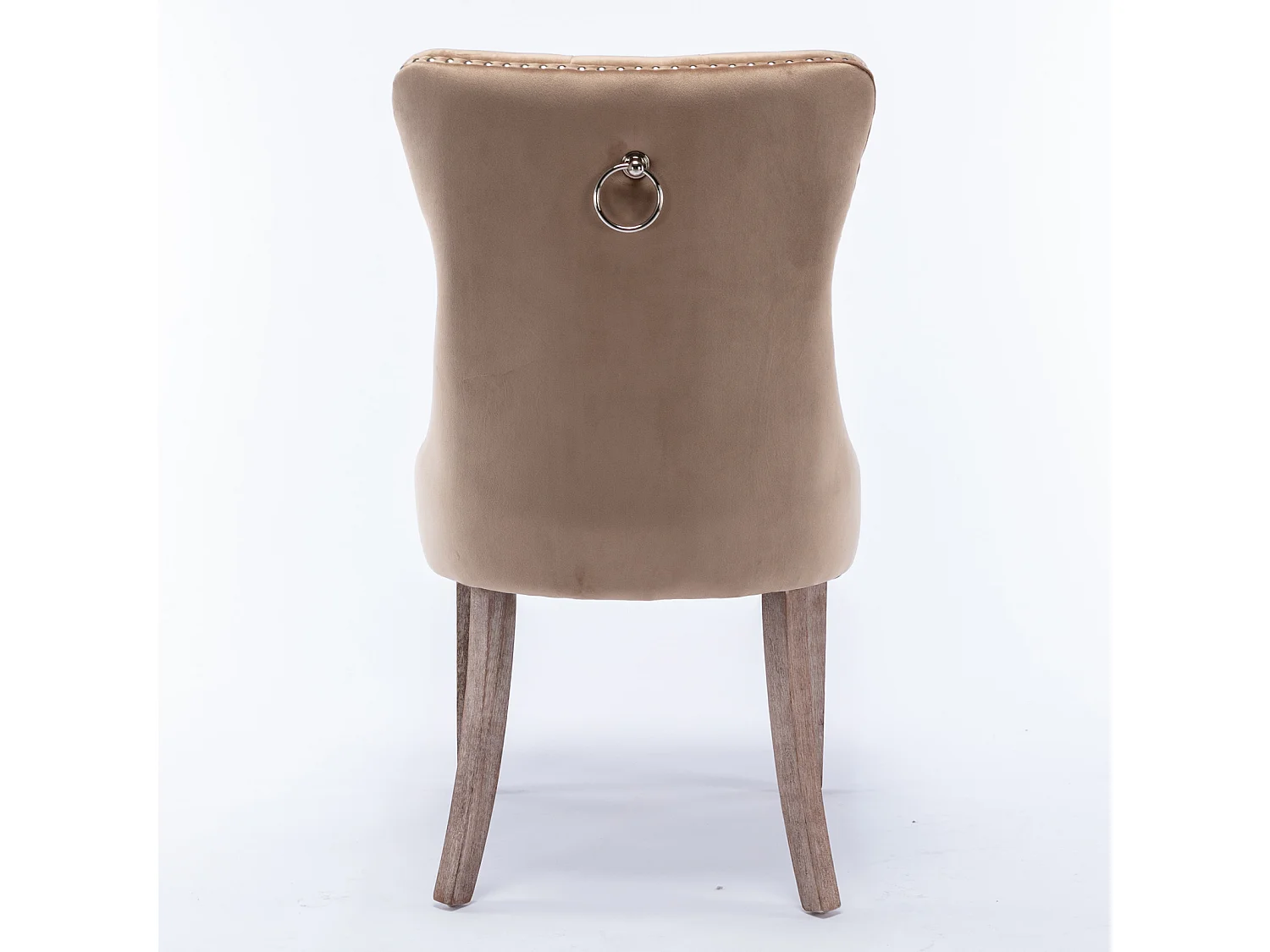 Set van 2 kaki fluwelen stoelen - Houten poten en siernagels