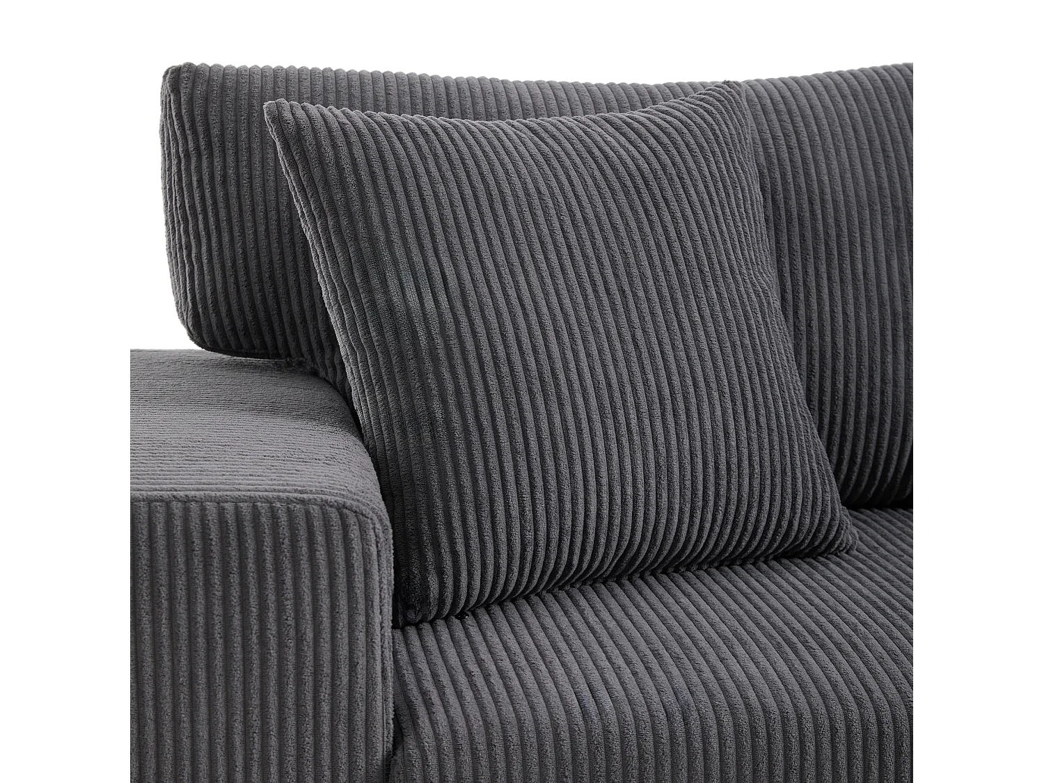 3-zits slaapbank met opbergruimte en krukjes, USB-poorten - Grijs corduroy