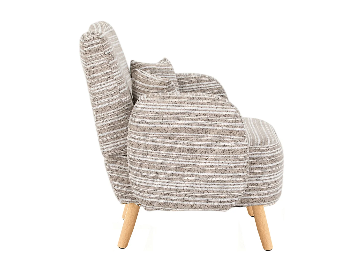 Sofá de dos plazas en tejido bouclé caqui - Con bolsillos laterales y dos cojines