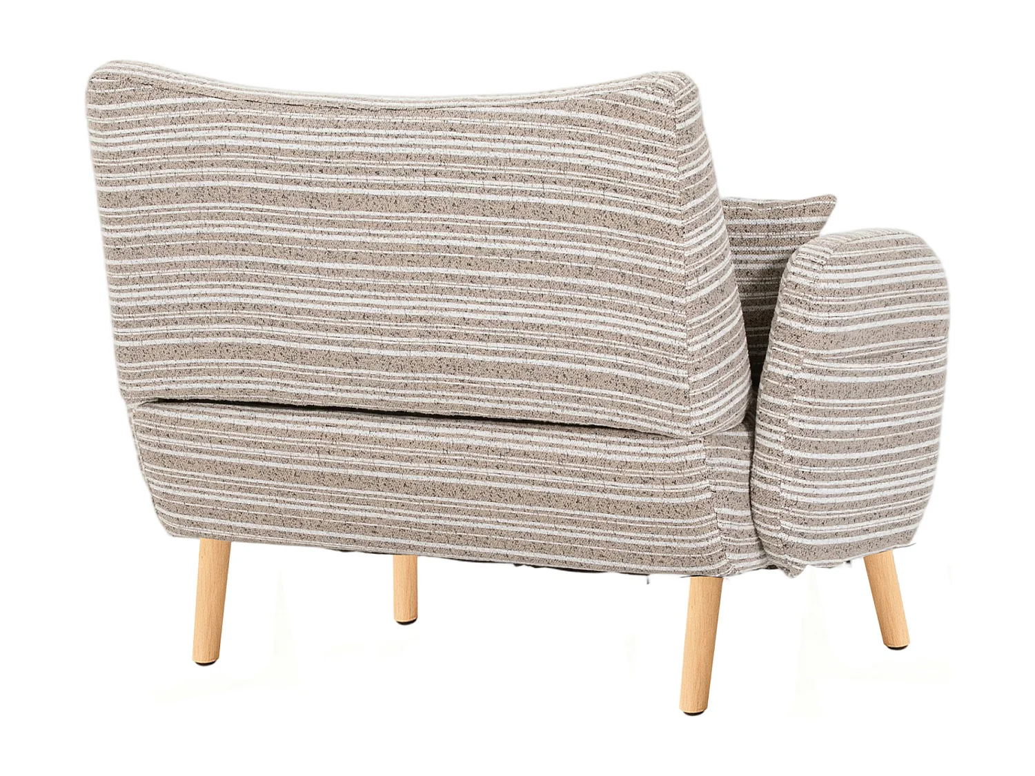 Sofá de dos plazas en tejido bouclé caqui - Con bolsillos laterales y dos cojines