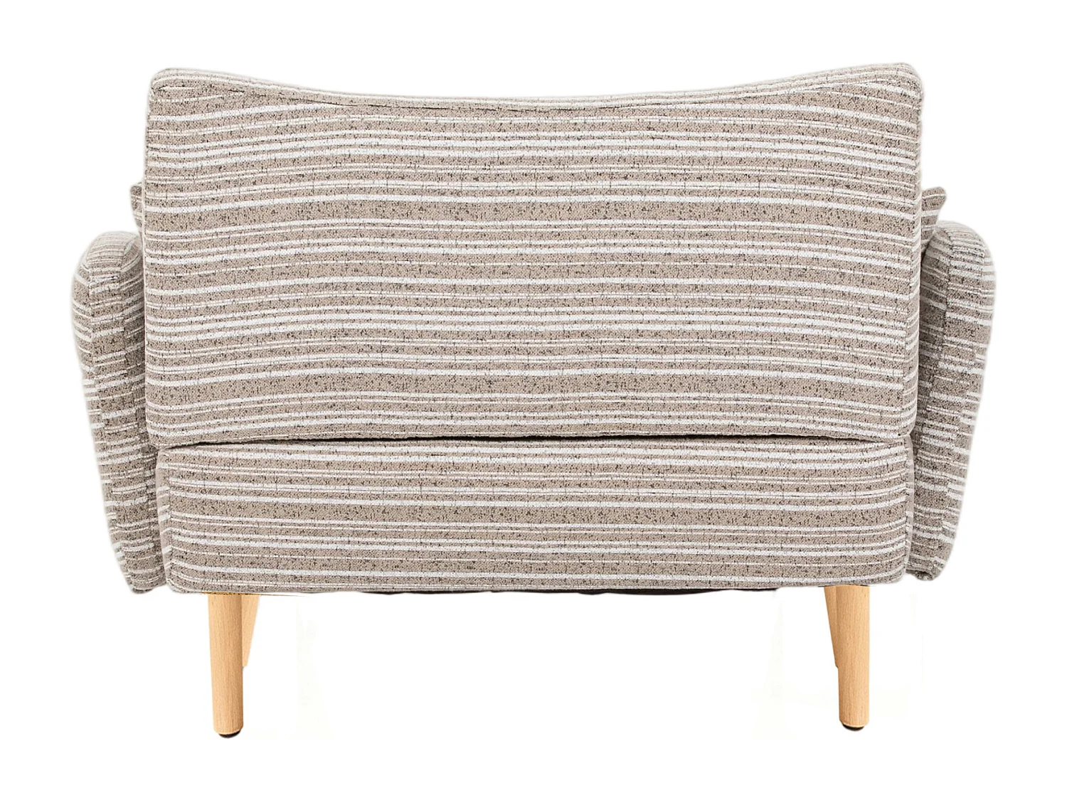 Sofá de dos plazas en tejido bouclé caqui - Con bolsillos laterales y dos cojines