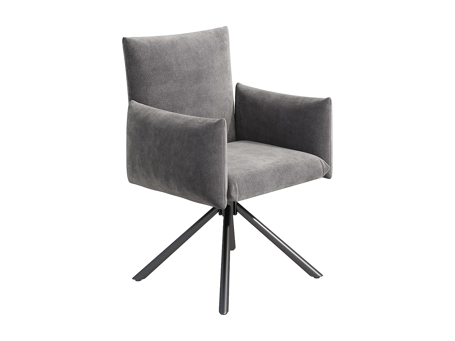 Set van 4 draaibare stoelen in grijs fluweel - Metalen poten - Voor woonkamer, slaapkamer, kantoor