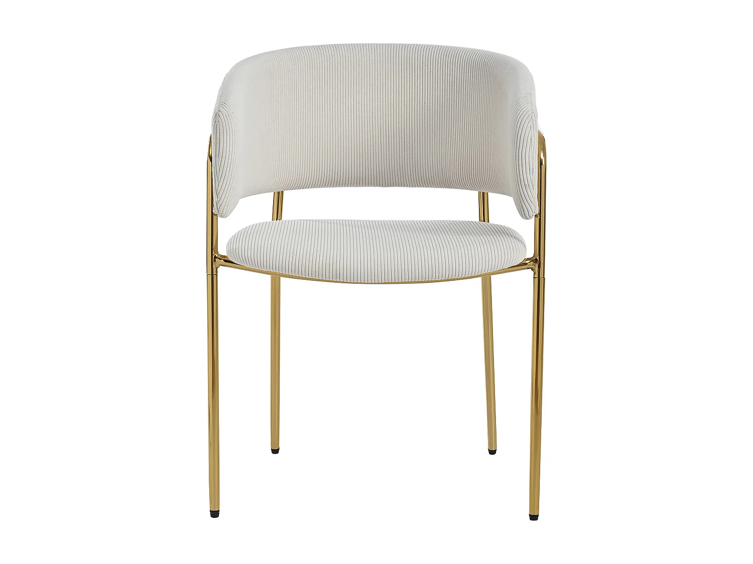 Lot de 6 chaises en tissu velours côtelé beige - Pieds métal réglables
