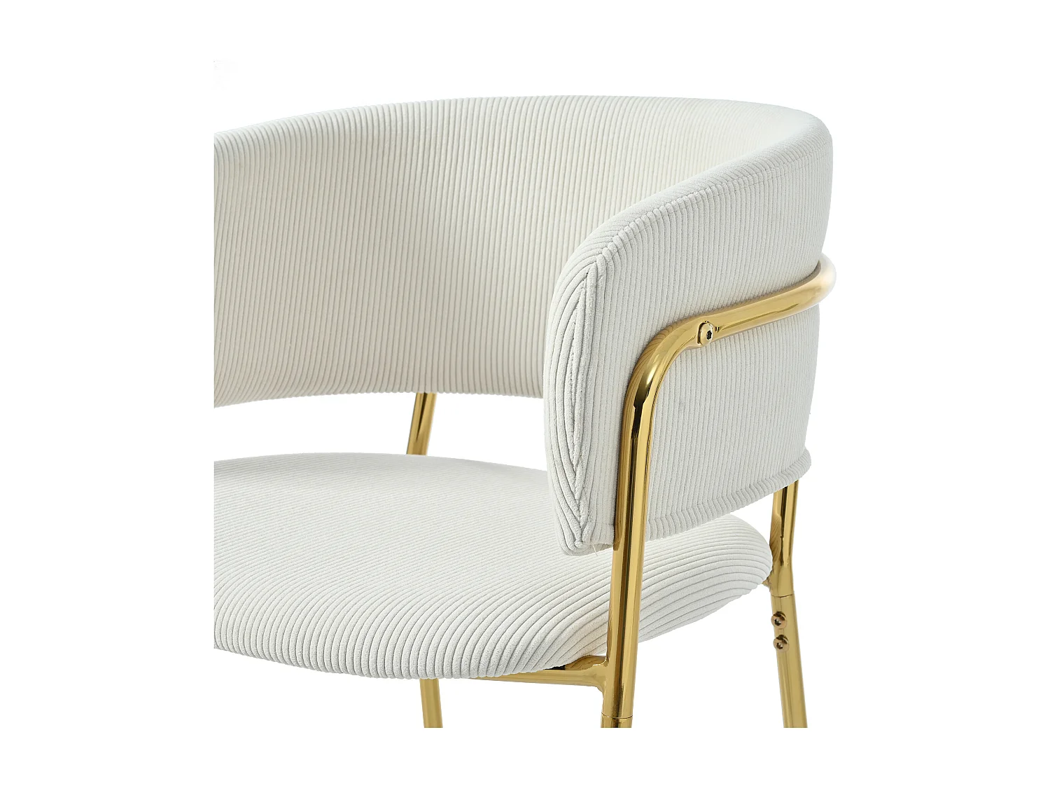 Lot de 6 chaises en tissu velours côtelé beige - Pieds métal réglables