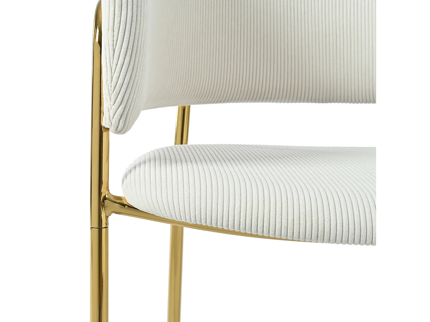 Lot de 6 chaises en tissu velours côtelé beige - Pieds métal réglables