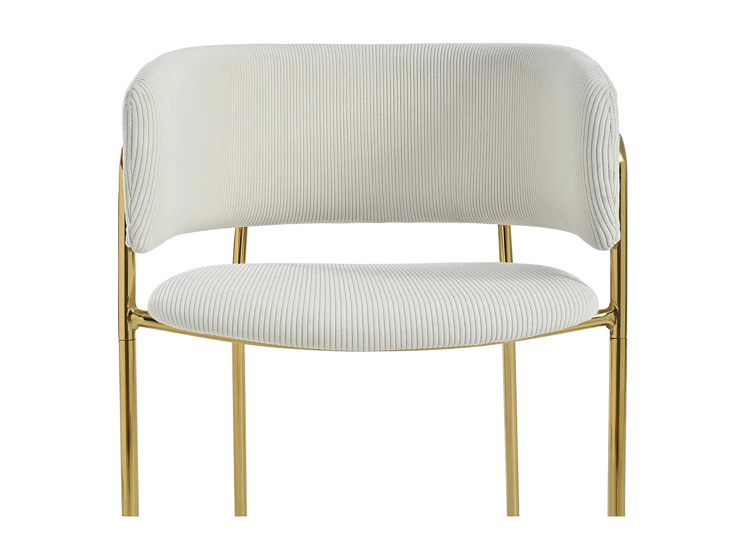 Lot de 6 chaises en tissu velours côtelé beige - Pieds métal réglables
