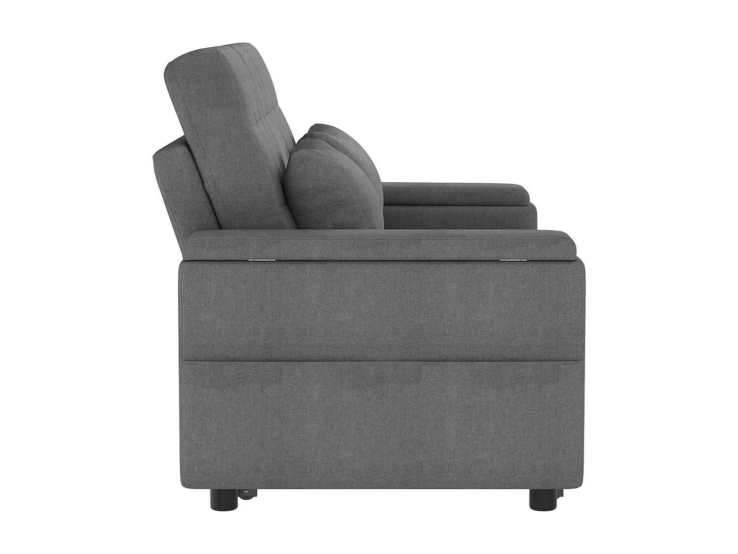 Canapé convertible 2 places avec dossier réglable et porte-gobelet - Tissu coton-lin gris