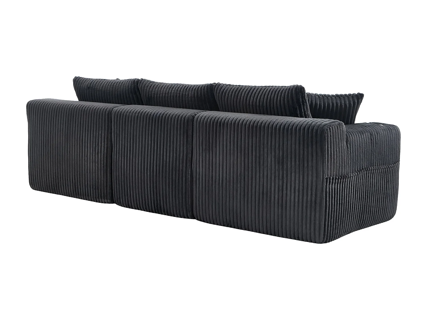 Sofá esquinero de 3 plazas con chaise longue y 5 cojines - Tejido de pana - Gris