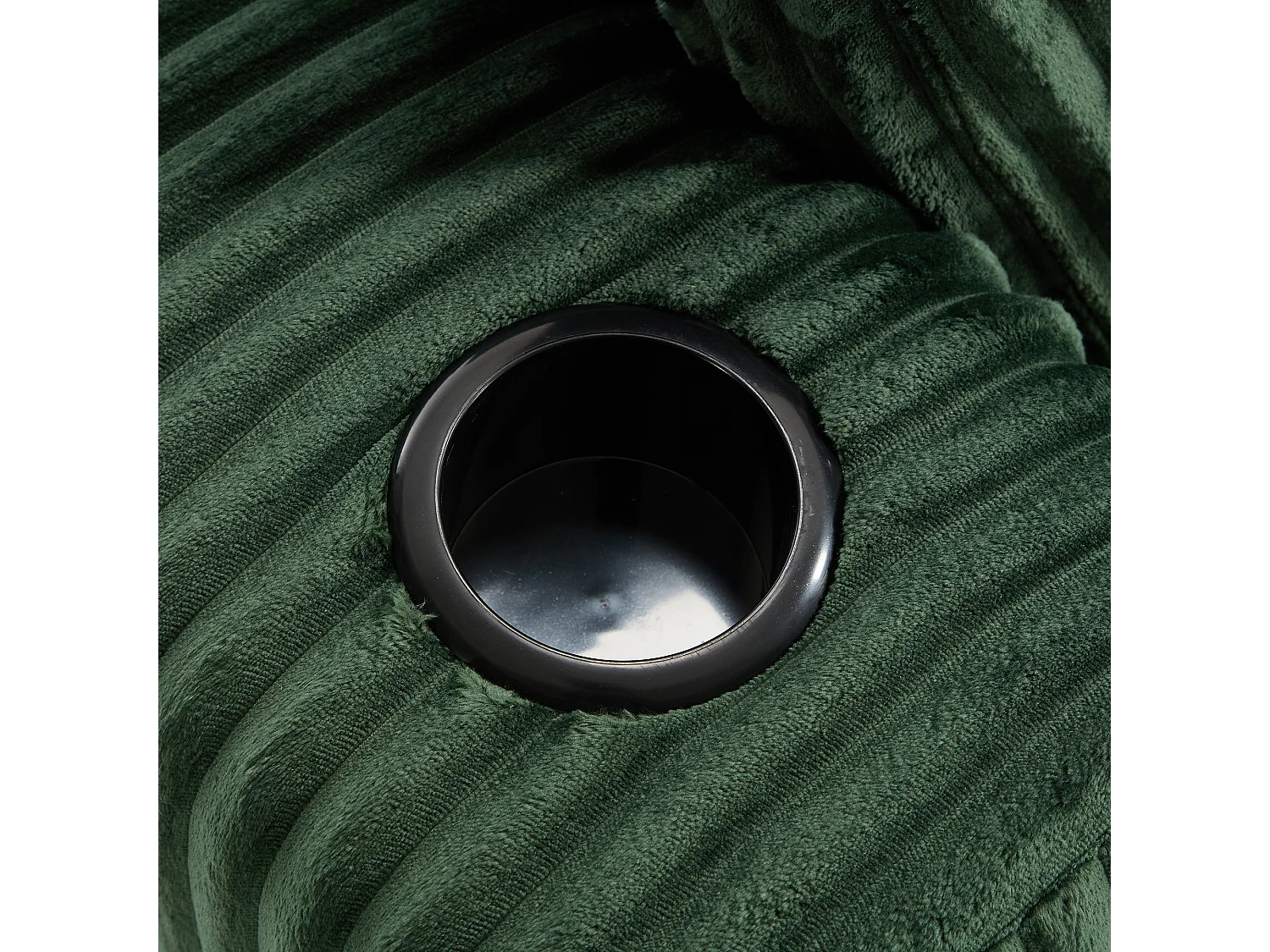 Sofá esquinero de 3 plazas con chaise longue y 5 cojines - Tejido pana - Verde esmeralda