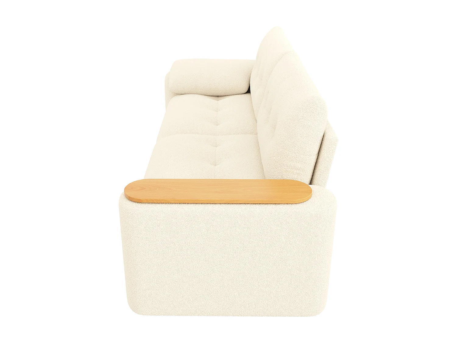 Canapé 2 places avec coffres de rangements et table d’appoint - Tissu Teddy beige