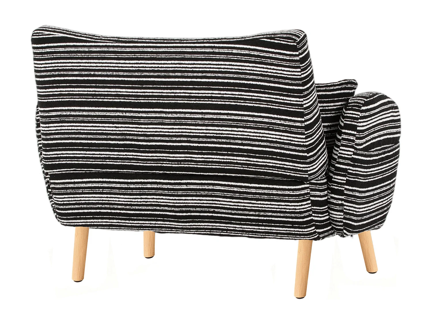 Sofá de dos plazas en tejido bouclé negro - Con bolsillos laterales y dos cojines