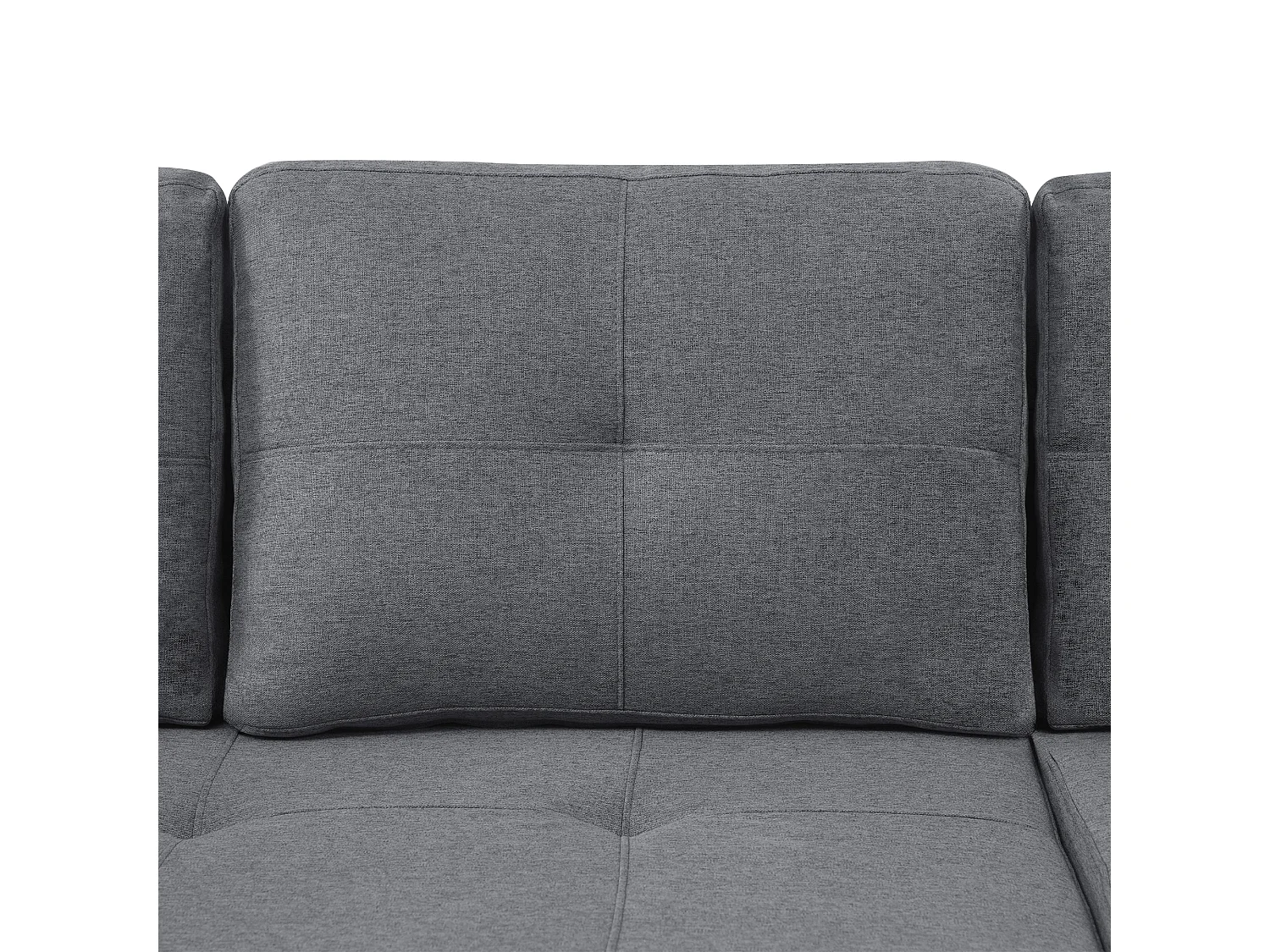 Canapé d’angle 3 places convertible en lin gris - Avec coffre rangements et porte-gobelets caché