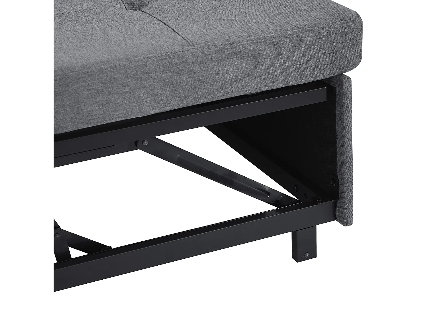 Canapé d’angle 3 places convertible en lin gris - Avec coffre rangements et porte-gobelets caché