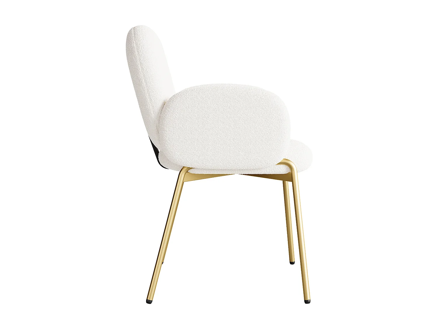 Silla con patas de metal dorado - Tela Teddy Beige