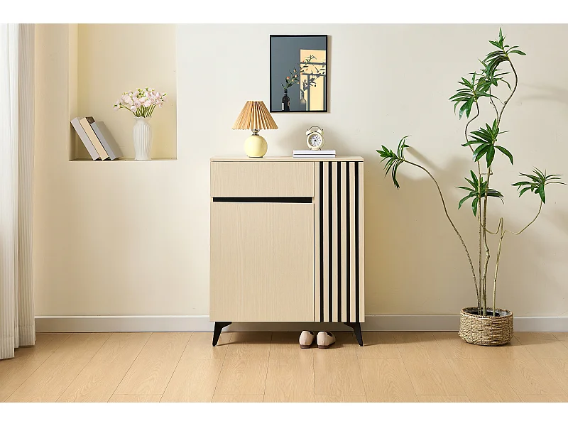 Meuble à chaussures avec 2 portes et 1 tiroir - Naturel clair