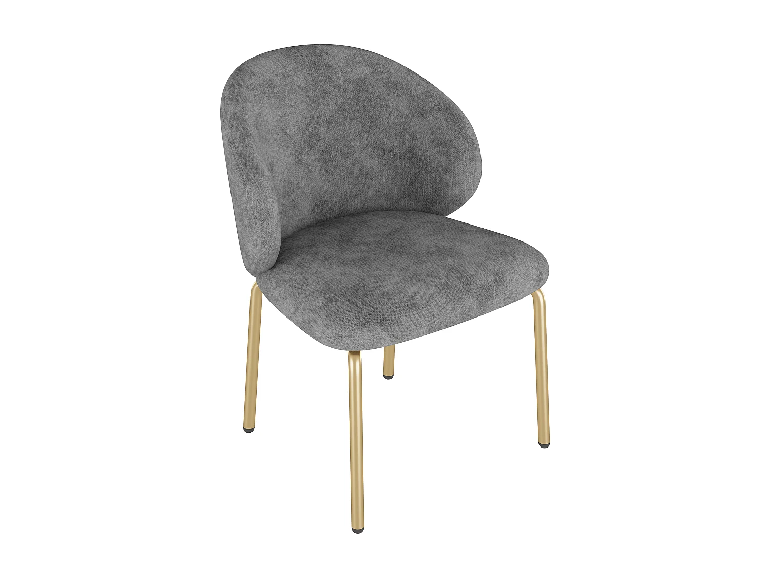 Juego de 4 sillas de comedor de chenilla gris - Patas de metal dorado