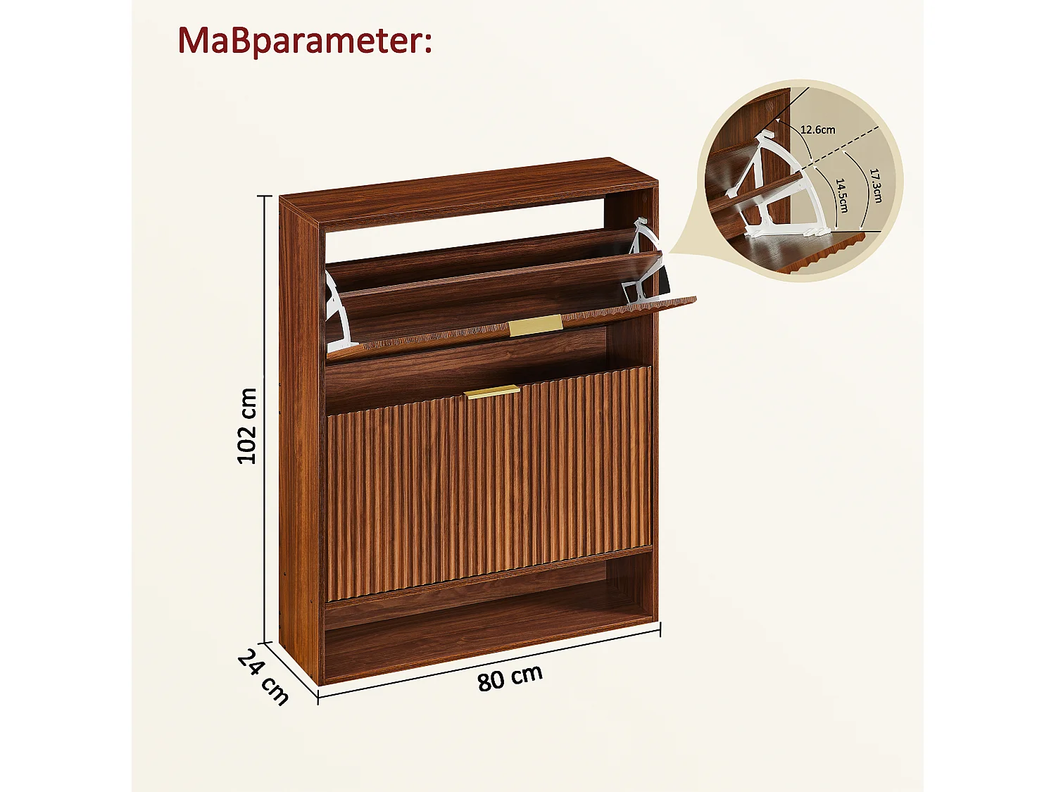 Meuble à chaussures avec 2 portes - Réglable en hauteur - Marron