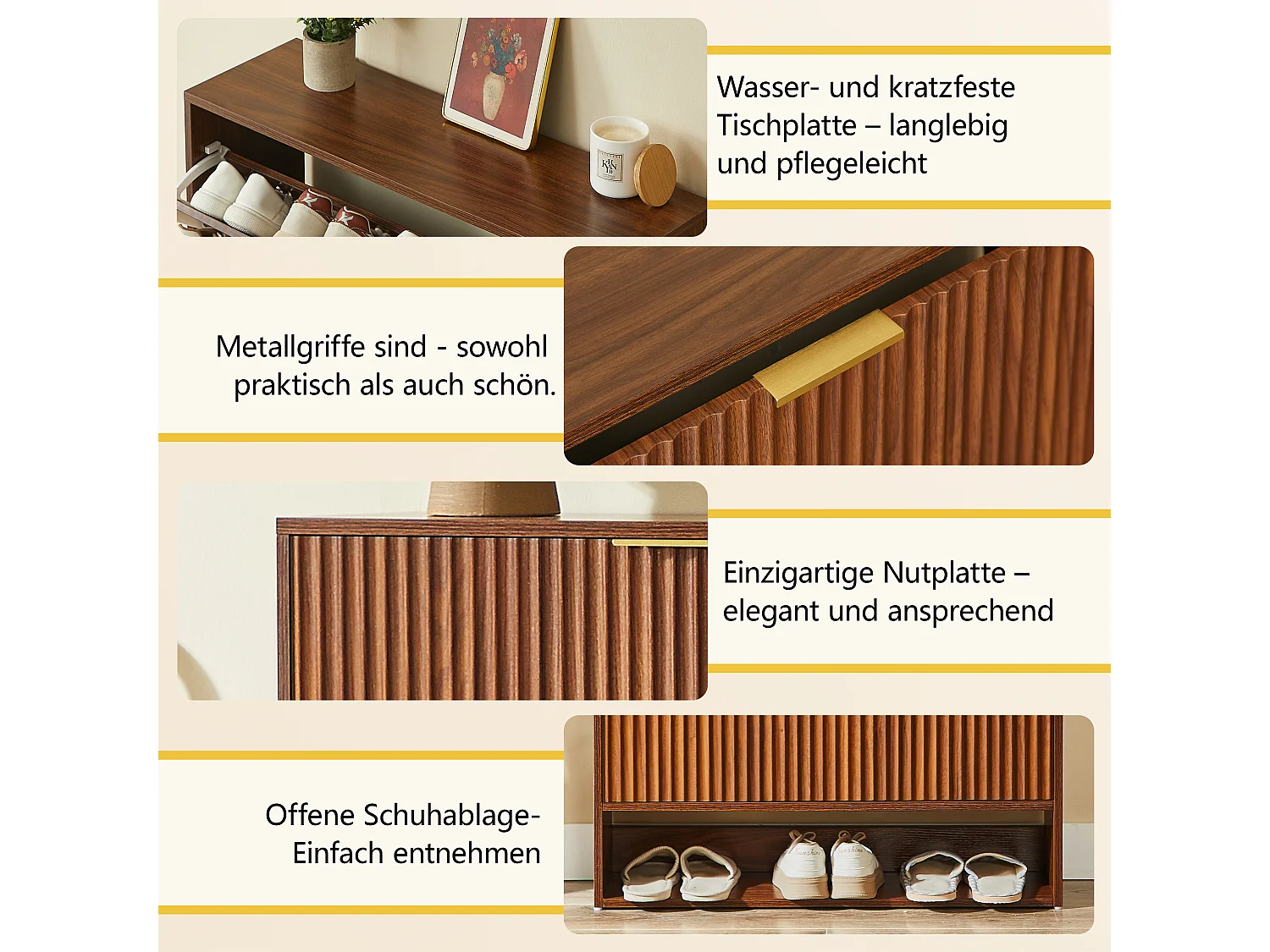 Meuble à chaussures avec 2 portes - Réglable en hauteur - Marron