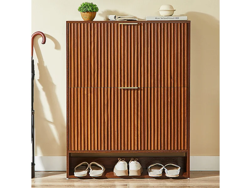 Meuble à chaussures avec 2 portes - Réglable en hauteur - Marron