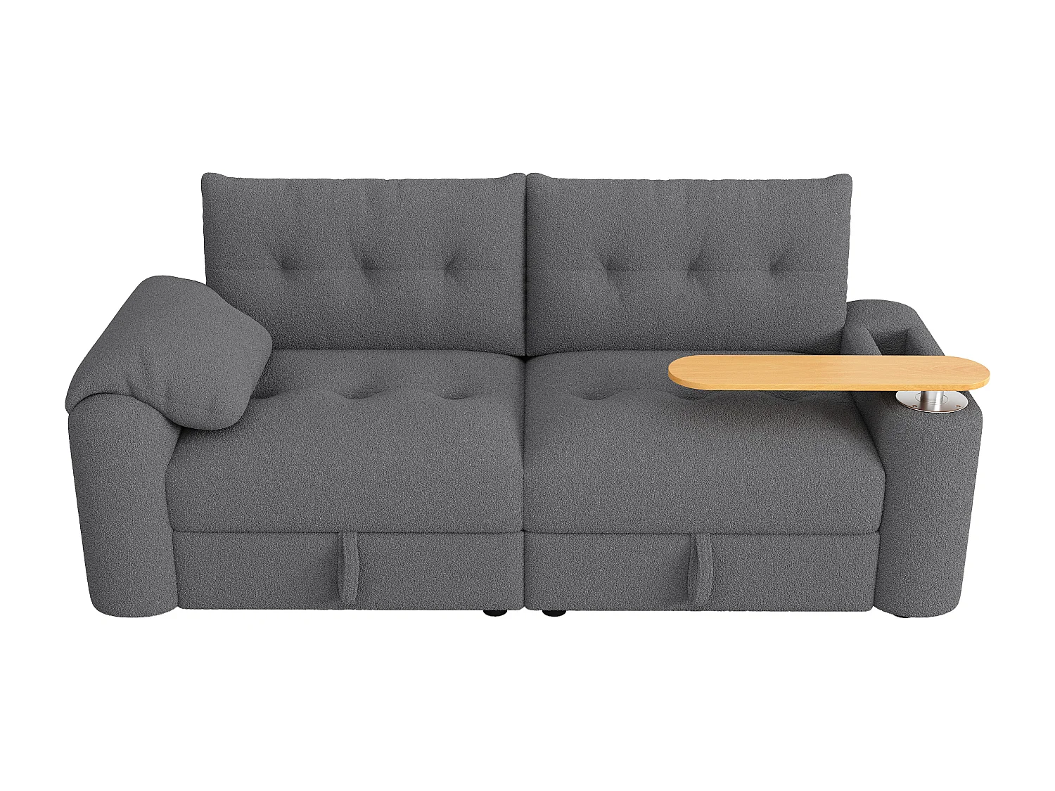 Canapé 2 places avec coffres de rangements et table d’appoint - Tissu Teddy gris