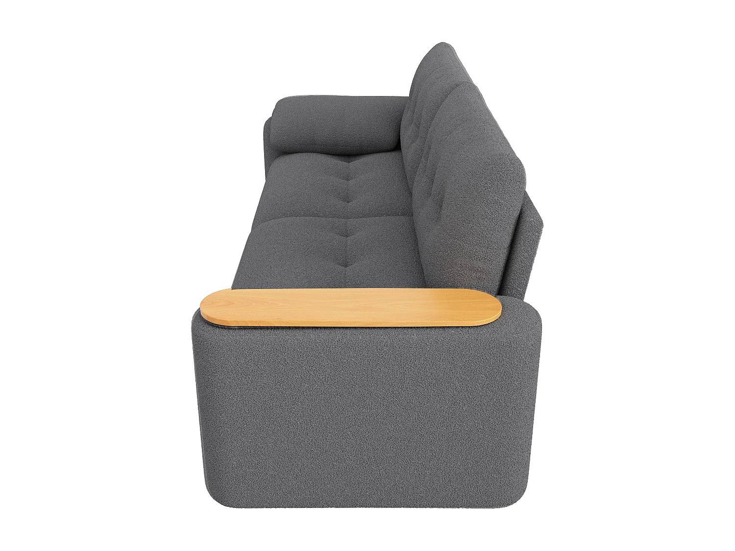 Canapé 2 places avec coffres de rangements et table d’appoint - Tissu Teddy gris