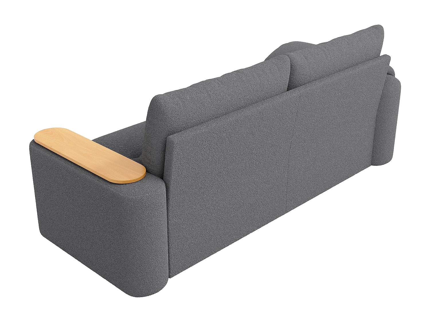 Canapé 2 places avec coffres de rangements et table d’appoint - Tissu Teddy gris