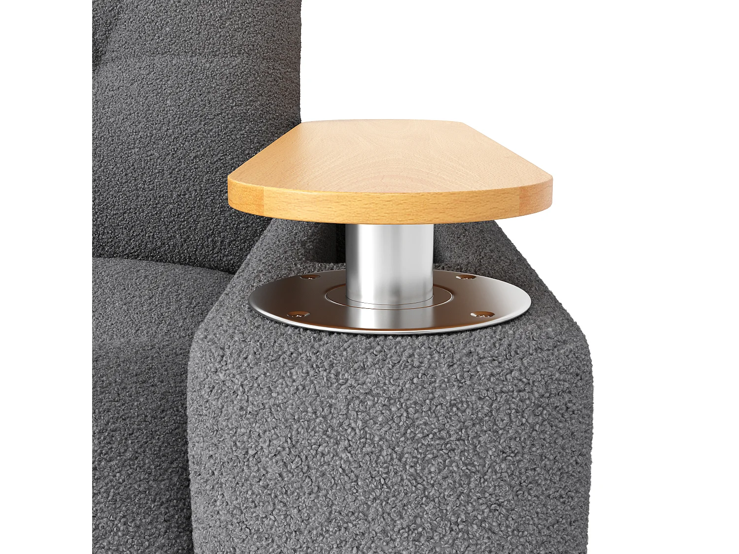 Canapé 2 places avec coffres de rangements et table d’appoint - Tissu Teddy gris