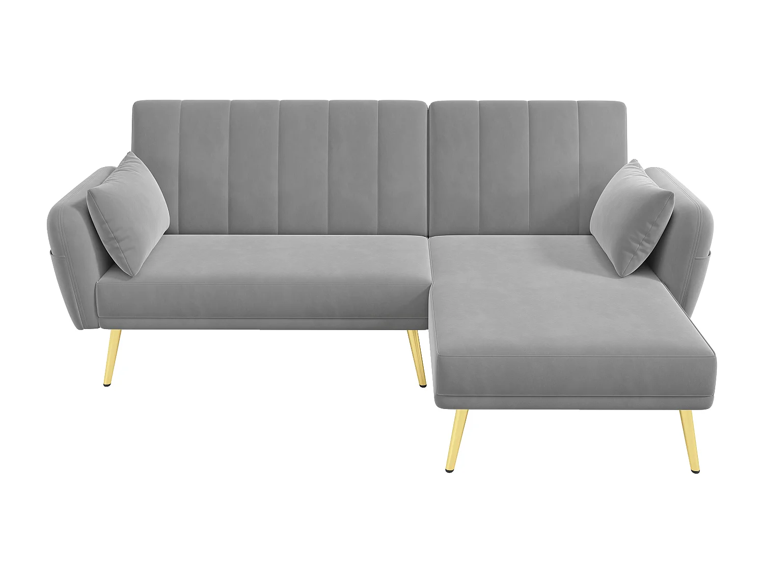 Canapé d’angle convertible 3 places avec méridienne et dossier réglable - Velours gris