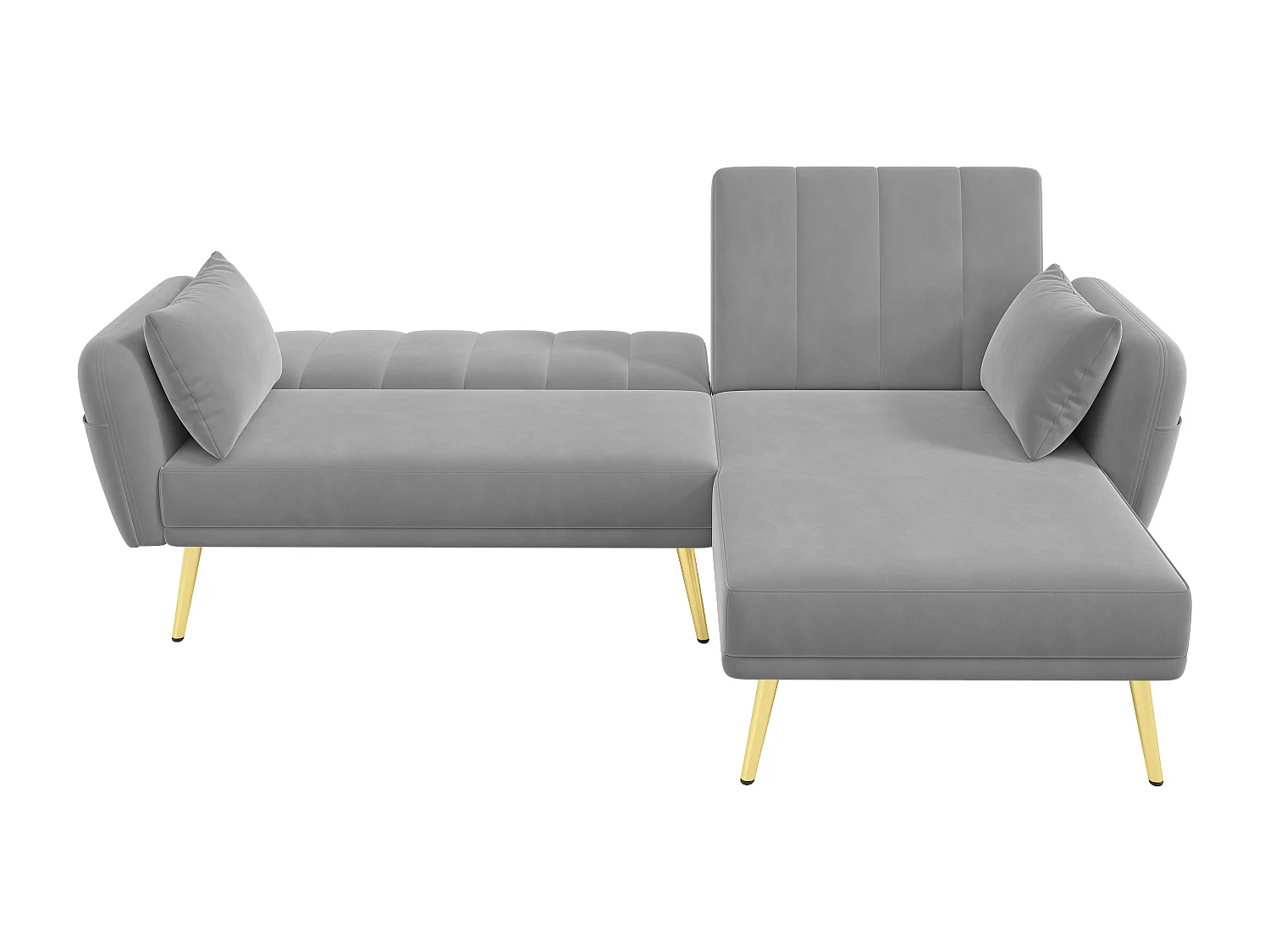 Canapé d’angle convertible 3 places avec méridienne et dossier réglable - Velours gris