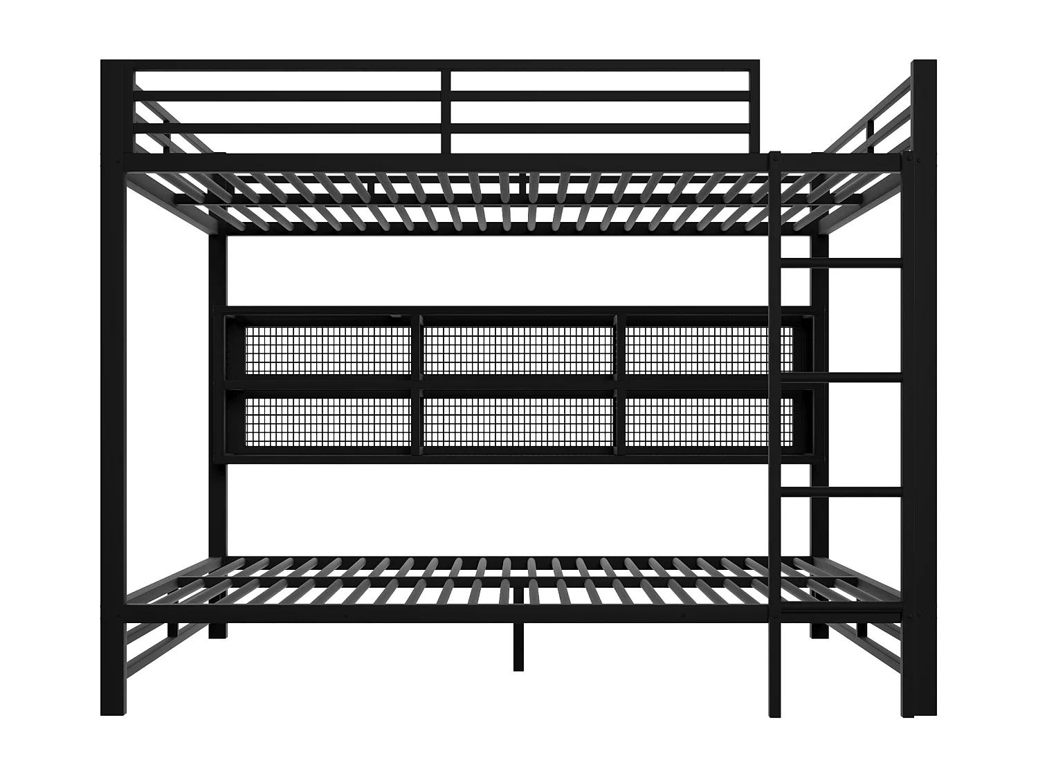 Kinderstapelbed 140x200 met opbergruimte en ledverlichting, zwart metaal