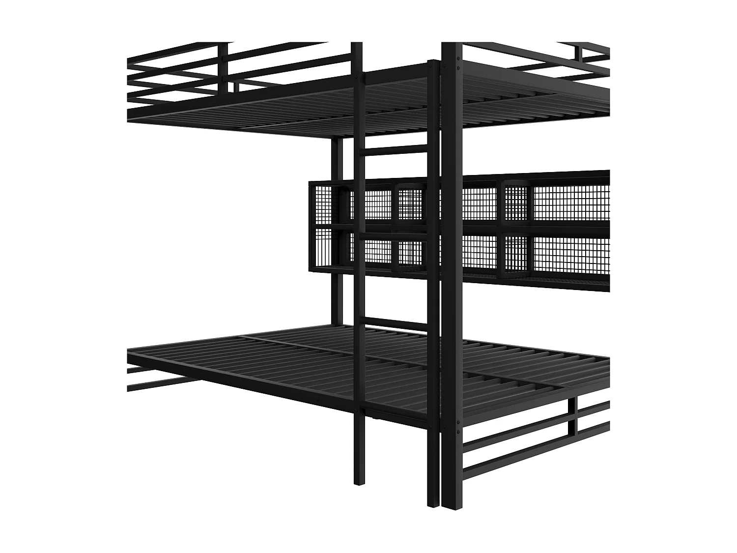 Kinderstapelbed 140x200 met opbergruimte en ledverlichting, zwart metaal