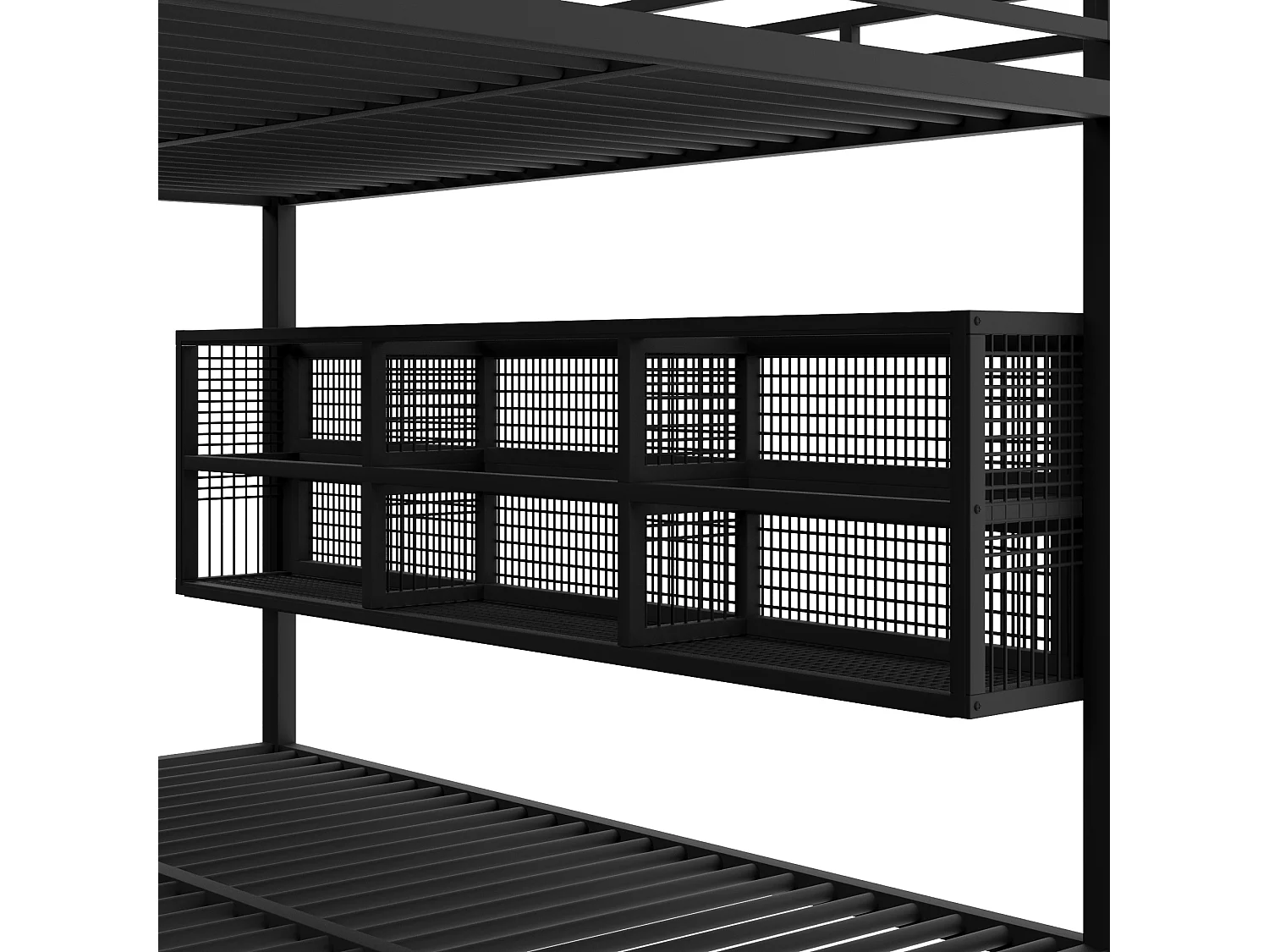 Kinderstapelbed 140x200 met opbergruimte en ledverlichting, zwart metaal