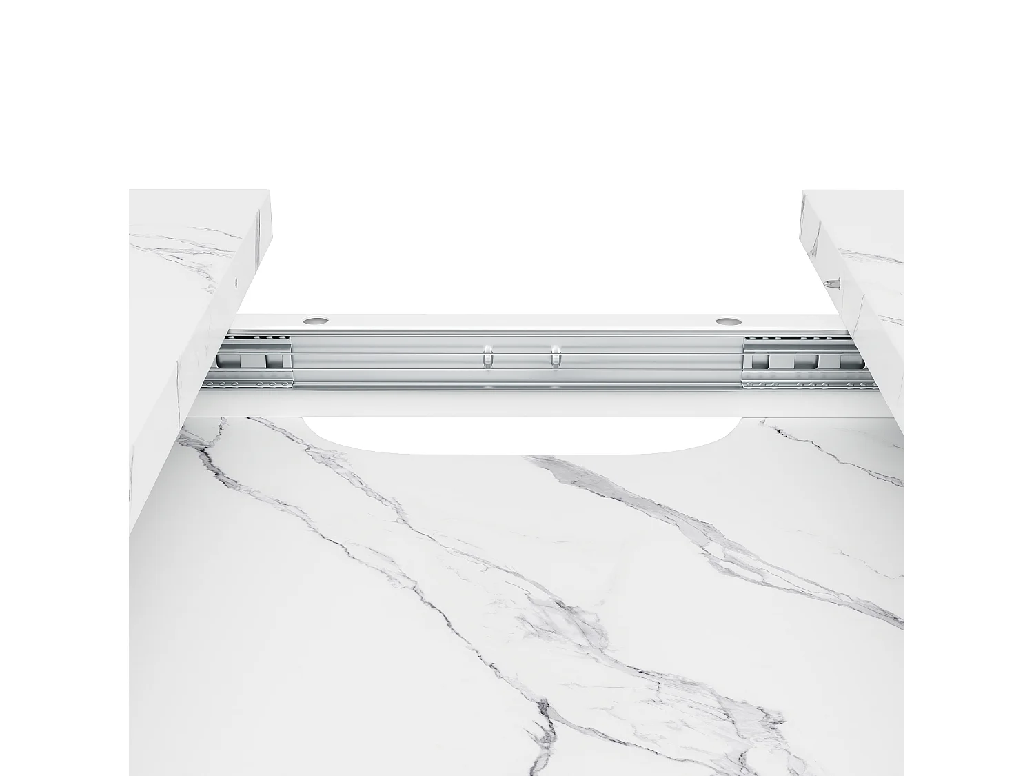 Conjunto de comedor - Mesa extensible blanca 120(160)x80 cm + 4 sillas PU gris