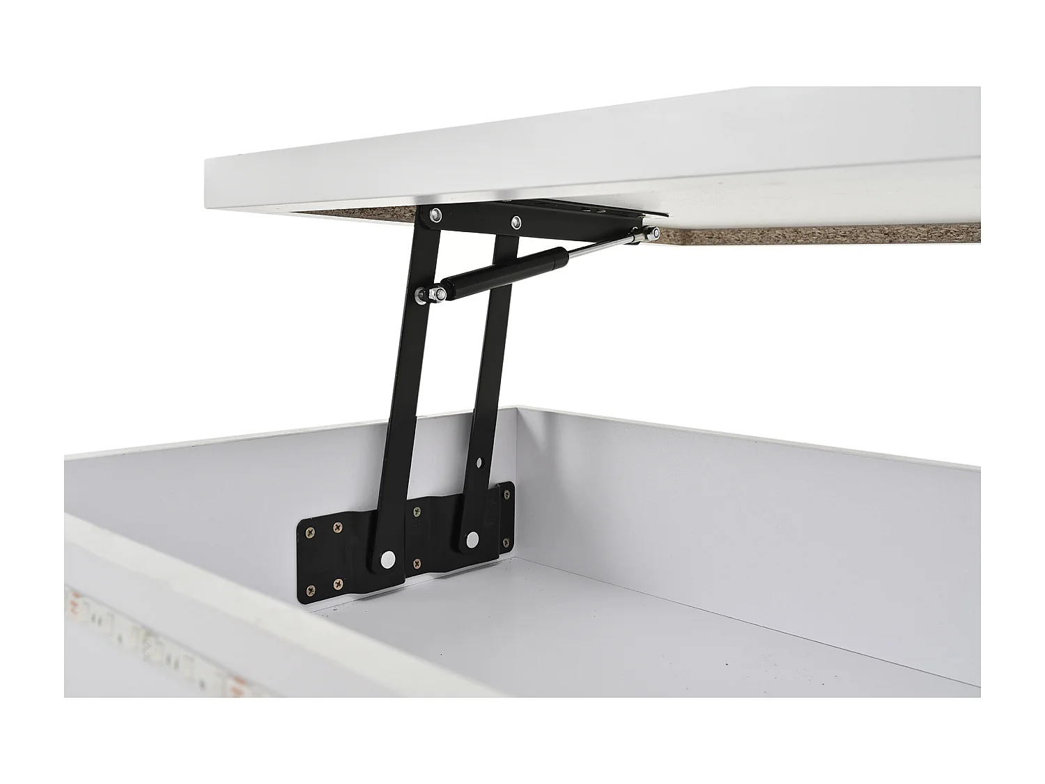 Salontafel met opklapbaar blad, 100 x 50 x 40 cm, met 2 lades en ledverlichting - Glanzend witte afwerking