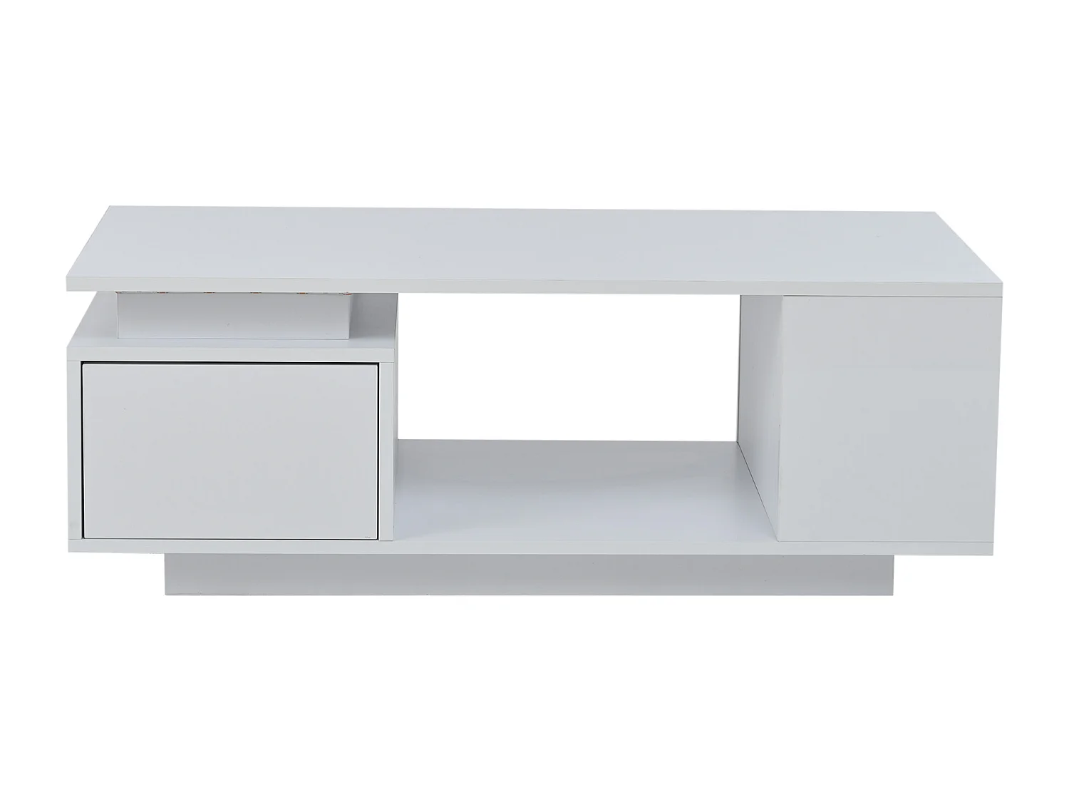 Mesa de centro 100 x 50 x 36 cm con cajón, LED - Blanco