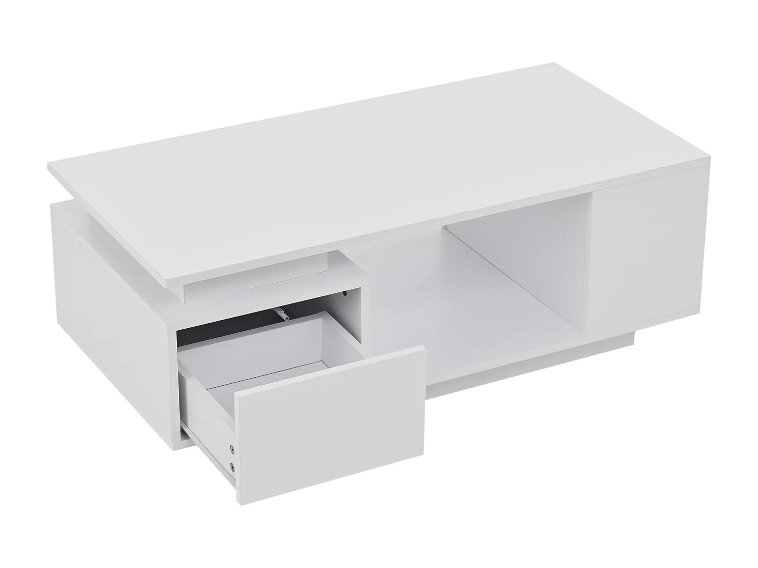 Mesa de centro 100 x 50 x 36 cm con cajón, LED - Blanco