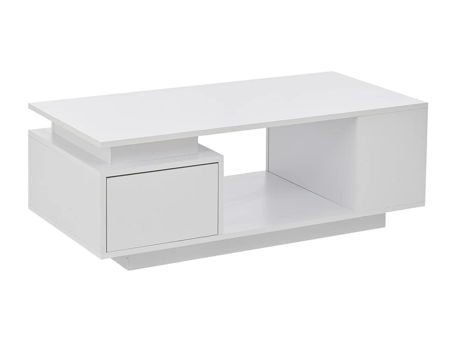 Mesa de centro 100 x 50 x 36 cm con cajón, LED - Blanco